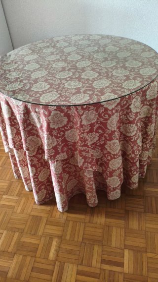 Mesa camilla redonda con cristal, no envio