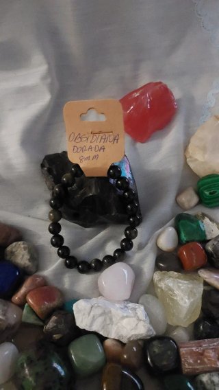 Pulsera Obsidiana Dorada 8mm