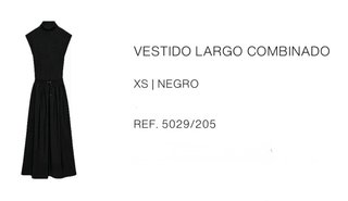 Vestido Zara Negro Combinado Talla XS