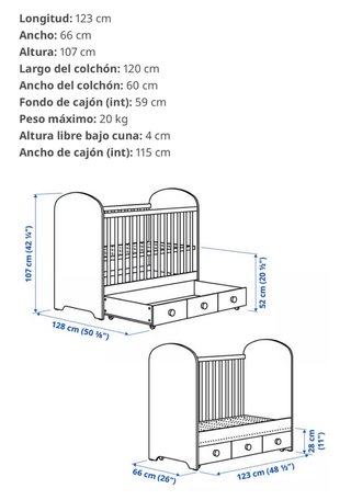 Cuna Bebé Ikea Seminueva Ikea GONATT + Colchón