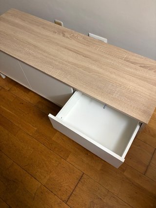 Mueble TV madera y beige