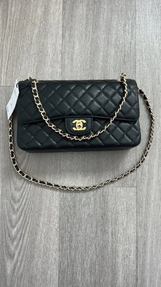 Bolsa Chanel Classic Double Flap Preta Dourada