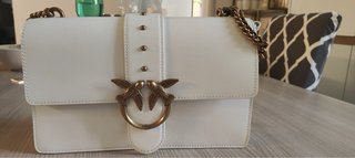 Borsa Pinko bianca con dettagli oro