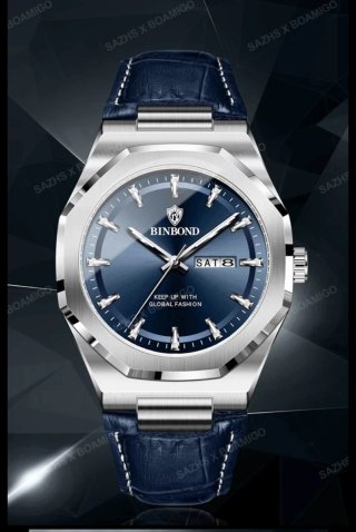 Reloj BINBOND Hombre Azul y Plateado