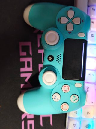 Mando PS4 azul y blanco personalizado