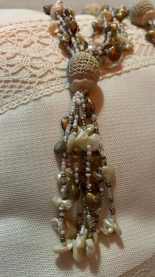 Collar largo boho conchas y cuentas vintage