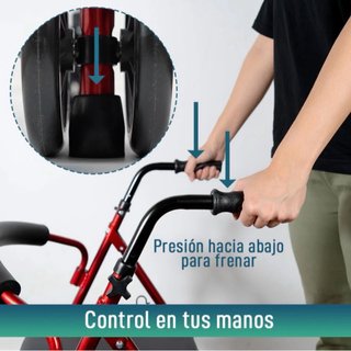 Andador Plegable Cuatro Ruedas Freno a la Carga