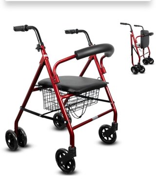 Andador Plegable Cuatro Ruedas Freno a la Carga