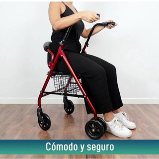 Andador Plegable Cuatro Ruedas Freno a la Carga