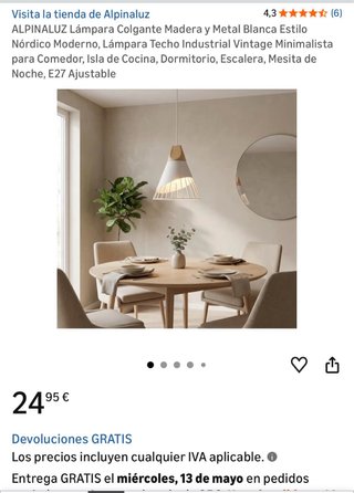 Lámpara de techo moderna madera y metal