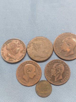Lote 5 monedas cobre antiguas