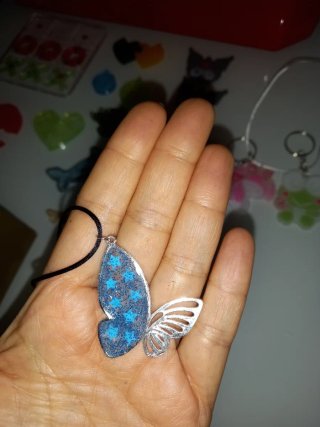 Collar Mariposa Azul y Plateado