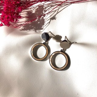 Pendientes acero aro beige y plata