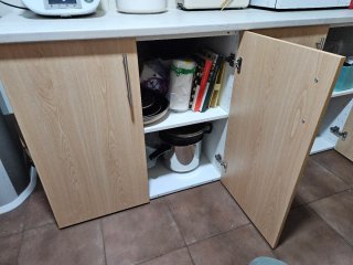 Mueble de cocina madera y blanco