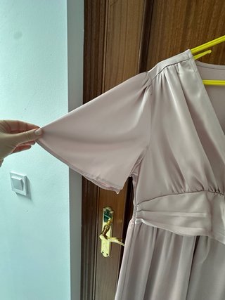 Vestido largo satén rosa
