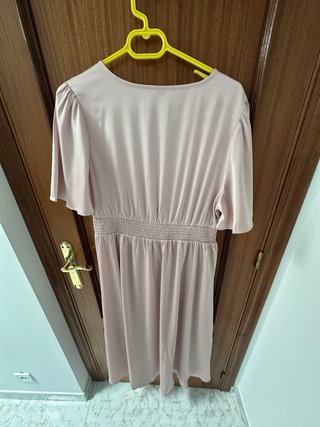 Vestido largo satén rosa