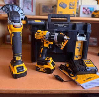Kit DeWalt: Taladro  Amoladora Cargador X2 Bateria