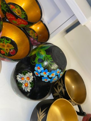 Juego Ruso Khokhloma Pintado a Mano
