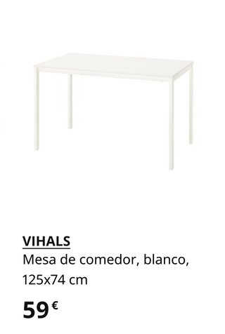 Mesa comedor VIHALS blanca 125x74 cm