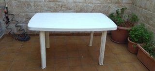 Mesa Rectangular PVC Terraza Blanca