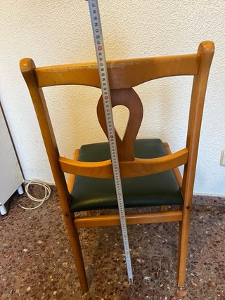 Silla madera vintage asiento piel