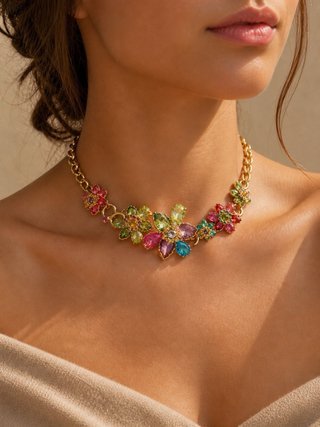 Conjunto Swarovski Collar + Pulsera Flor