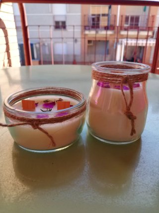 Velas de soja con mecha de madera