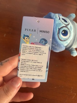 Peluche Tristezza Disney Pixar Inside Out miniso.