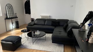 Sofá Chaiselongue Negro Cuero