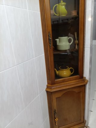 Mueble Esquinero Madera y Cristal