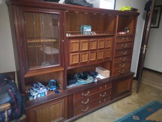 Mueble bar salón, madera maciza. Vintage, 1970.