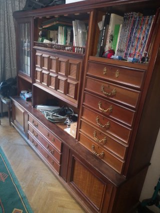 Mueble bar salón, madera maciza. Vintage, 1970.