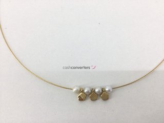 collar oro 18k con piedra con perla 25cm