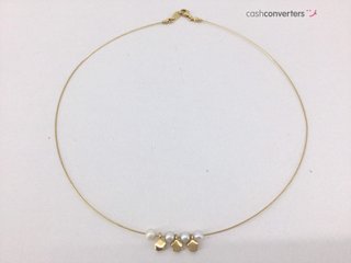 collar oro 18k con piedra con perla 25cm