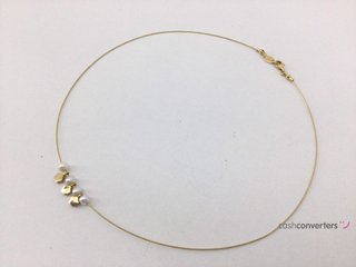 collar oro 18k con piedra con perla 25cm