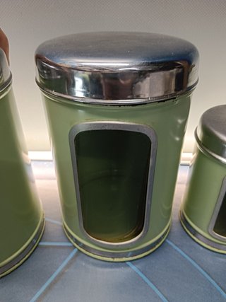 JUEGO 4 BOTES LATAS DE COCINA MARCA BRABANTIA , años 60, DECORACION