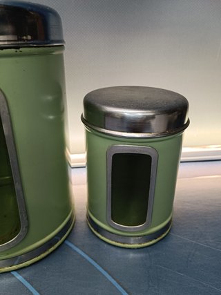 JUEGO 4 BOTES LATAS DE COCINA MARCA BRABANTIA , años 60, DECORACION