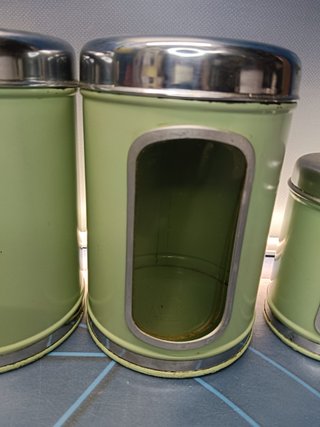 JUEGO 4 BOTES LATAS DE COCINA MARCA BRABANTIA , años 60, DECORACION