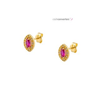 pendientes oro 18k con piedra con circonita