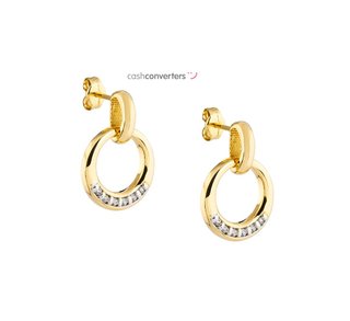pendientes oro 18k con piedra con circonita
