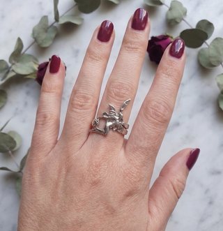 Anillo talla 13-14ES Plata Ley diseño Hada vintage