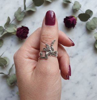 Anillo talla 13-14ES Plata Ley diseño Hada vintage