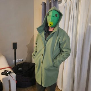 Abrigo de paño verde talla única