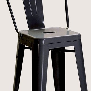 Set de 2 Taburetes de Cocina Industrial con Respaldo Extraíble y Reposapiés, Taburetes Modernos de Metal, 44X46X116 Cm, Negro