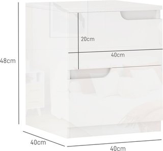 Cómoda Moderna y Minimalista de 2 Cajones, Cómoda de Madera de Partículas, 40X40X48 Cm, Blanco Brillante