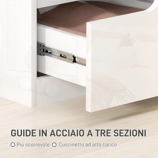 Cómoda Moderna y Minimalista de 2 Cajones, Cómoda de Madera de Partículas, 40X40X48 Cm, Blanco Brillante