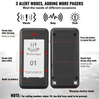 Sistema de Pagers para Restaurantes, Señal de Espera de Fila Inalámbrica de 500m de Largo Alcance, Beepers de Llamada para Clientes con Vibración y Parpadeo, 16 Zumbadores para Camiones de Comida,...