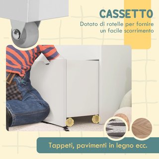 Estantería para Niños de 3-8 Años con 3 Estantes y Cajón Inferior, Estante para Juguetes de Madera MDF, 62.5X30X70 Cm, Blanco