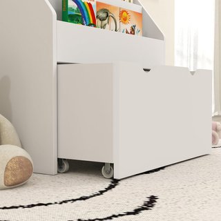 Estantería para Niños de 3-8 Años con 3 Estantes y Cajón Inferior, Estante para Juguetes de Madera MDF, 62.5X30X70 Cm, Blanco