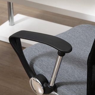 Silla de Oficina en Tejido Gris, Silla Giratoria y Ergonómica para Escritorio, 60 X 66 X 91-101Cm